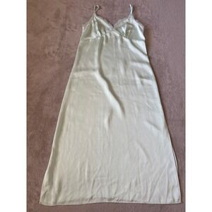 Abound‎ Size Small Mint Green Satin Slip Midi Dress Lace Trim